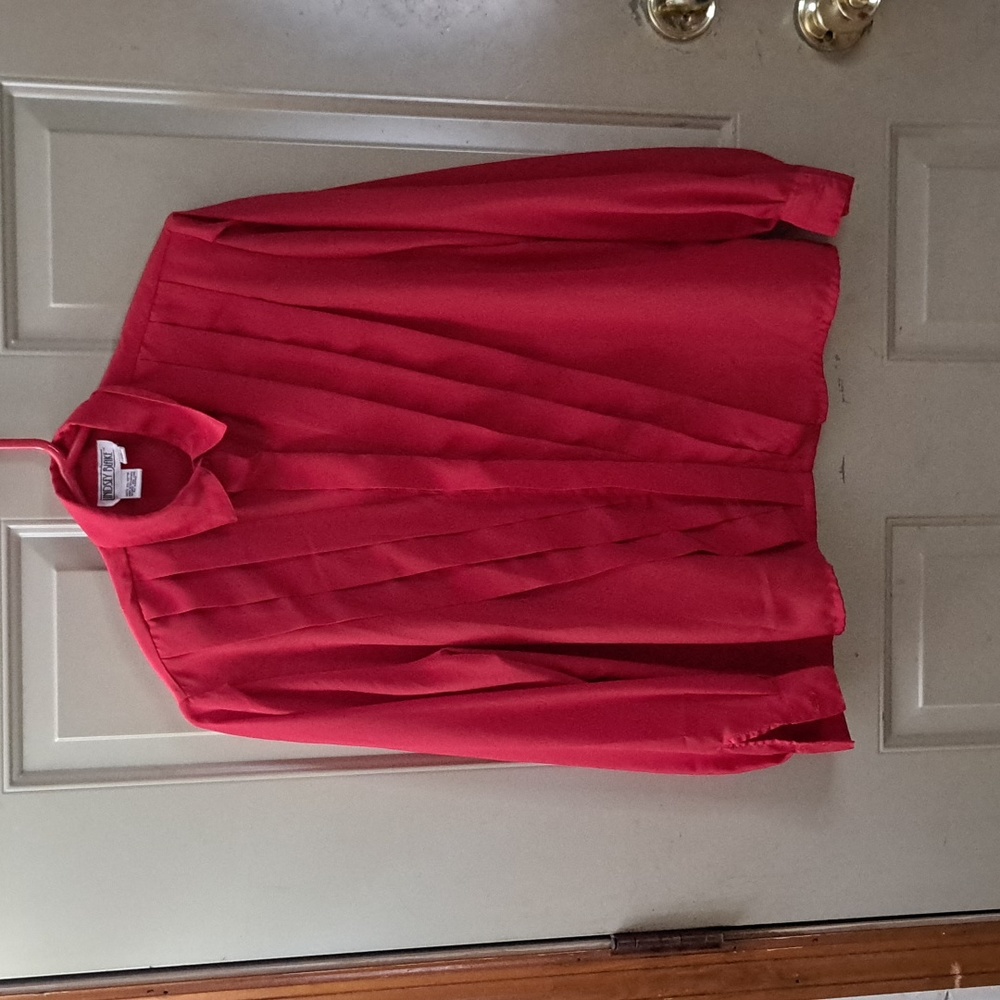 Lindsey Blake Vintage Red Pleated Blouse